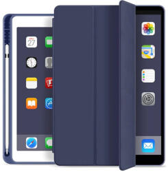 Apple iPad 10.2 (2019 / 2020 / 2021), mappa tok, Apple Pencil tartóval, Smart Case, sötétkék - mobilkozpont