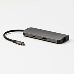 All New USB 3.1 Type-C dokkolóállomás szürke, teljesen új, HDMI, RJ45, microSD, USB C (PD), 2x USB3.0