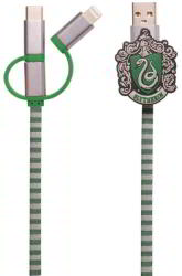 ThumbsUp ThumbsUp! USB-A Apa - USB-C/Lightning/Micro Apa Töltő Kábel - 1 m, Hogwarts Mardekár Mintás