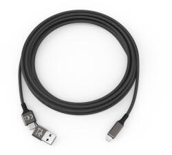 Smrter Speedy 2in1 USB-A/USB-C Apa - Lightning Apa 2.0 Töltőkábel - 1 m, Fekete