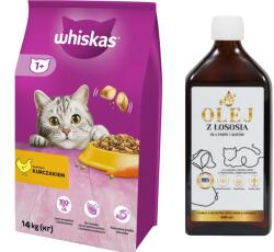 Whiskas WHISKAS Száraz macskaeledel 1+ csirkével 14kg + Lab-V 100% lazacolaj kutyáknak és macskáknak minden korosztály számára 500ml hidegen sajtolva