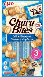 INABA Churu Bites Chicken tuna&scallop wrap 3x10g tonhal és fésűkagyló wrap a macskádnak