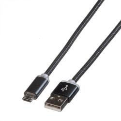 Roline USB-A Apa - MicroUSB-B Apa 2.0 Adat és Töltő Kábel - 1 m, Fekete
