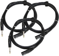 Pronomic Stage JMXM-2.5 Monó Jack/XLR Audio Kábel 2.5m Fekete 3-darabos KÉSZLET (KST42190)