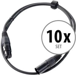 Pronomic XFXM Stage-1 Mikrofonkábel XLR 1 m Fekete, 10 darabos készlet (KST30839)