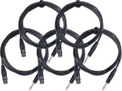 Pronomic Stage XFJ-2.5 Mikrofon kábel XLR/jack kábel 5 darabos KÉSZLET 2.5m XLR (női)/6.35mm mono jack (KST32606)