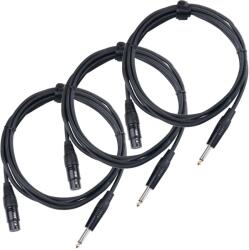 Pronomic Stage XFJ-2.5 Mikrofon kábel XLR/Jack kábel 3 darabos KÉSZLET 2.5m XLR (női)/jack 6.35mm mono (KST32605)