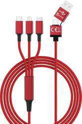  Smrter Hydra ULTRA 5in1 USB-A/USB-C Apa - Micro USB/USB-C/Lightning Apa 2.0 Adat és Töltőkábel - 1.2 m, Piros