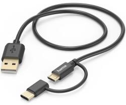 Hama 2in1 Micro USB kábel USB Type-C adapterrel, 1 m, Fekete (178327)