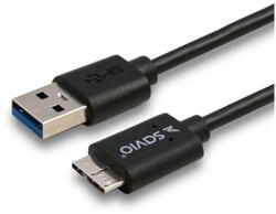 SAVIO CL-102 USB-A Apa - MicroUSB-B Apa 3.0 Adat és Töltő Kábel - 1 m, Fekete
