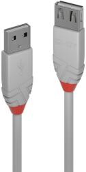 Lindy Anthra Line 36715 USB-A Apa - USB-A Anya Hosszabbító Kábel - 5 m, Szürke