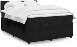vidaXL fekete bársony rugós ágy matraccal 140 x 190 cm (3290036)