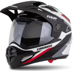 Cassida Tour 2.0 X-tra enduro bukósisak fehér-piros-fekete, matt fekete sildel