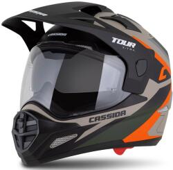 Cassida Tour 2.0 X-tra enduro bukósisak matt homokbarna-narancssárga-zöld-fekete