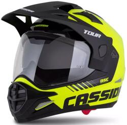 Cassida Tour 2.0 Dual enduro sisak fluo sárga-fekete, matt fekete sildel
