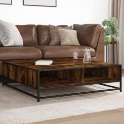 vidaXL füstös tölgy szerelt fa és fém dohányzóasztal 100 x 100 x 30 cm (848776) - vidaxl