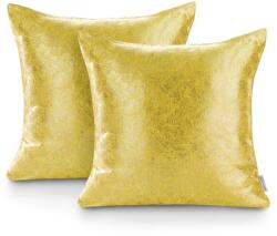 AmeliaHome Díszpárnahuzat VERAS sárga nyomott blackout suede shine 45x45 ameliahome