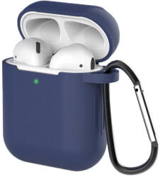 Carcasa cu carabiniera Silicone Soft Case D compatibila cu Apple AirPods 1/2 Blue (9145576238493)