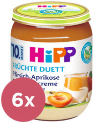 HiPP 6x HiPP BIO Gyümölcs duett Őszibarack - Sárgabarack túrókrémmel a 10. hónaptól, 160 g