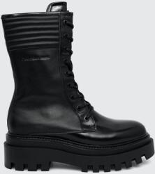 Calvin Klein Jeans bakancs FLATFORM KNEE BOOT LACEUP LTH WN fekete, női, platformos, YW0YW01137 - fekete Női 40