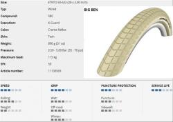 Schwalbe Külső 622-50 (28x2.00) Big Ben Act Hs439 Kg Sbc Krém Ref Tw 890g