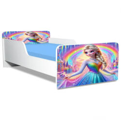 Pat Copii Frozen Rainbow Model Creativ 2-6 ani Cu Saltea Inclusa 130x60 Cm Ptv5193 (PTV5193)