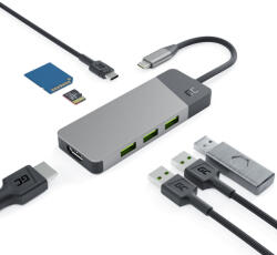 Dokkoló Állomás HUB GC Connect 7in1 (3xUSB-A 3.1 HDMI 4K 60Hz USB-C PD 85W) Apple MacBook M1/M2, Lenovo X1, Asus ZenBook, Dell XPS HUBGC01 (36568)