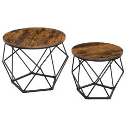 VASAGLE Set de măsuțe de cafea VERA, 50x40cm/40x36cm, maro/negru Masa de cafea