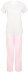 Towel City Női hosszú pamut pizsama szett - Fehér / rózsaszín | XS (TC053-1000251570)