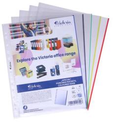 Victoria Genotherm, lefűzhető, színes szélű, A4, 50mikron, víztiszta, VICTORIA OFFICE, vegyes színek, 25db/cs - tonerpiac