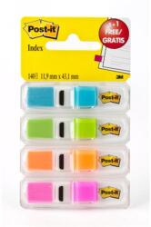 3M Jelölőcímke adagolóban, műanyag, 4x35 lap, 12x43 mm, 3M POSTIT, élénk színek (70005040152) - tonerpiac