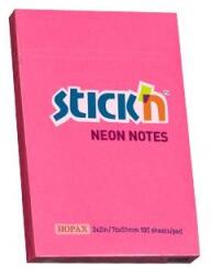 Stickn Öntapadó jegyzettömb STICK`N 76x51mm neon pink 100 lap (21161) - tonerpiac