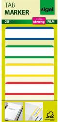 Sigel Jelölőcímke, megerősített, fehér szélű, 50x38 mm, 4x5 db, SIGEL, vegyes színek (HN202) - tonerpiac
