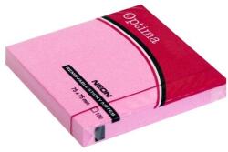 Optima Öntapadós jegyzet OPTIMA 75x75mm neon rózsa 100 lap (22935)