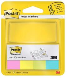3M Jelölőcímke, papír, 4x50 lap, 20x38 mm, 3M POSTIT, neon vegyes (7100191579/FT510286444) - tonerpiac