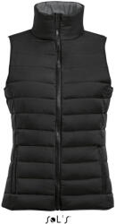 Sol'S Női WAVE könnyű bélelt steppelt mellény, SOL'S SO01437, Black-XL (so01437bl-xl)