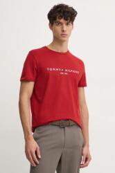 Tommy Hilfiger pamut póló piros, férfi, nyomott mintás - piros M - answear - 15 990 Ft