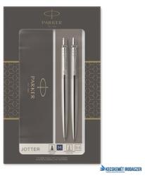 Parker Golyóstoll és nyomósirón szett, díszdoboz, rozsdamentes acél tolltest, PARKER "Royal Jotter", kék (ICPJKST3) - kecskemetirodaszer
