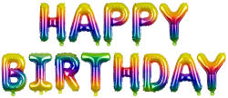 PartyDeco Balon din folie Happy Birthday - curcubeu