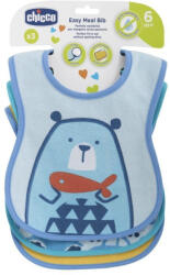 Chicco Easy Meal Bib - Frottír Előke Vízálló Hátlappal 3Db-Os Kék