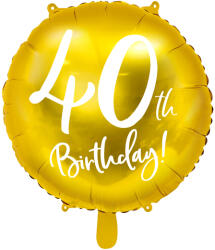PartyDeco Balon din folie - 40 ani (auriu)