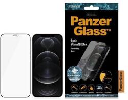 Panzer E2E Super+ Microfracture antibakteriális edzett üveg iPhone 12 / 12 Pro - fekete kerettel üvegfólia