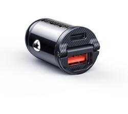ROCK autós töltő H18 Mini - USB + Type C - 30W 3A fekete