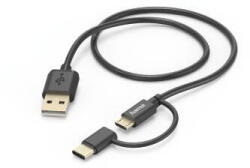 Hama 2-in-1 Micro-USB Cable with USB Type-C Adapter, 1 m, black (HM178327)