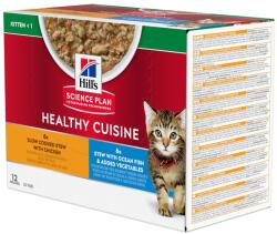 Hill's Science Plan 12x80g Hill's Science Plan Kitten Healthy Cuisine csirke & óceáni hal nedves macskatáp