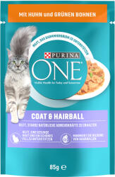 ONE 52x85g PURINA ONE Coat & Hairball csirke & zöldbab nedves macskatáp