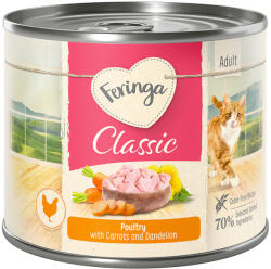Feringa 12x200g Feringa Classic Meat Szárnyas, sárgarépa & pitypang nedves macskatáp