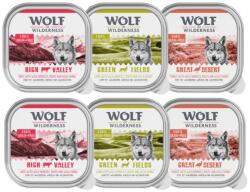 Wolf of Wilderness 6x300g: Wolf of Wilderness nedves kutyatáp Vegyes csomag: 2x High Valley, 2x Great Desert, 2x Green Fields