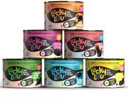  Lucky Lou 6x200g Lucky Lou SuperMono2 Mix 1 (6 változattal) nedves macskaeledel