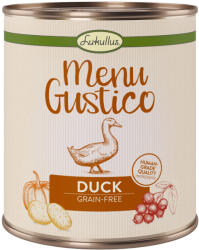 Lukullus 12x800g Lukullus "Menu Gustico" nedves konzerv kutyatáp- kacsa & sárgarépa, áfonya, rozmaring